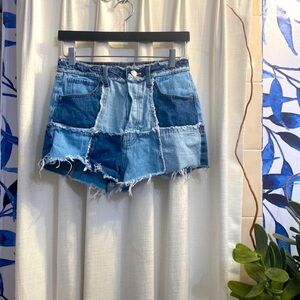 Women’s Wild Fable Highest Rise Cutoff  Button-fly Patchwork Jean Shorts Size 4